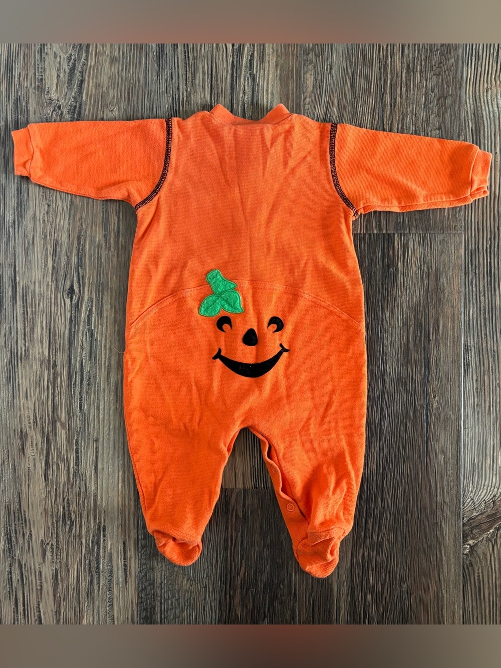 Babyworks Halloween Footed Sleeper Pumpkin Costume 6-9 Mos Orange ‘lil pun’kin